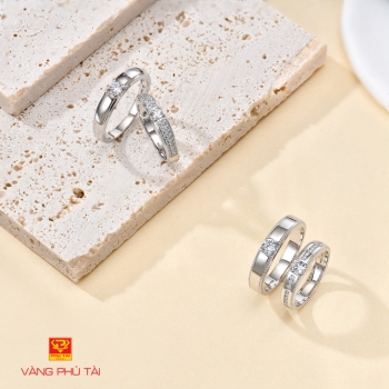 Nhẫn cưới vàng trắng (mã NC 123011)